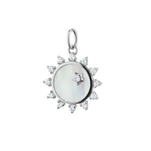 Mini Mother of Pearl Sterling Silver Sapphire Sun Charm